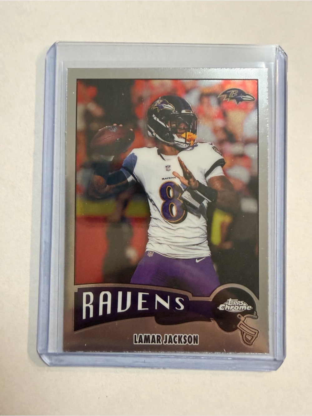 🔥Lamar Jackson Baltimore Ravens Topps Chrome Football Card - Purple & White